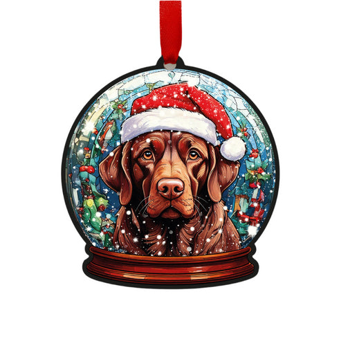 Labrador Chocolate Snow Globe Decoration